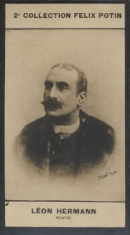 Photographie de la collection Félix Potin (4 x 7,5 cm) représentant : Charles Hermann-Léon, peintre.. HERMANN-LEON (Charles) - (Photo de la 2e ...