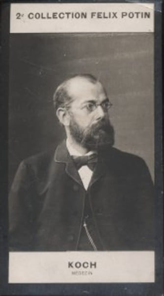 Photographie de la collection F&eacute;lix Potin (4 x 7,5 cm) repr&eacute;sentant : Robert Koch, m&eacute;decin.. KOCH (Robert) - (Photo de la 2e collection F&eacute;lix Potin) 