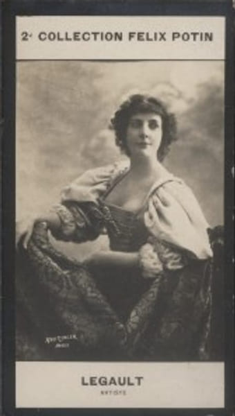 Photographie de la collection F&eacute;lix Potin (4 x 7,5 cm) repr&eacute;sentant : Mademoiselle Legault, com&eacute;dienne.. LEGAULT (Marie-Fran&ccedil;oise) - (Photo de la 2e ...