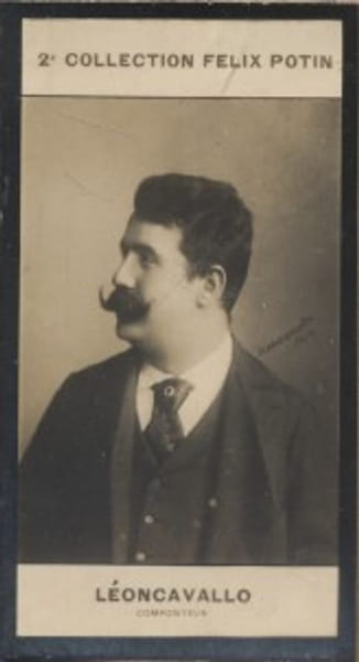Photographie de la collection F&eacute;lix Potin (4 x 7,5 cm) repr&eacute;sentant : Ruggero L&eacute;oncavallo, compositeur.. LEONCAVALLO (Ruggero) - (Photo de la 2e ...