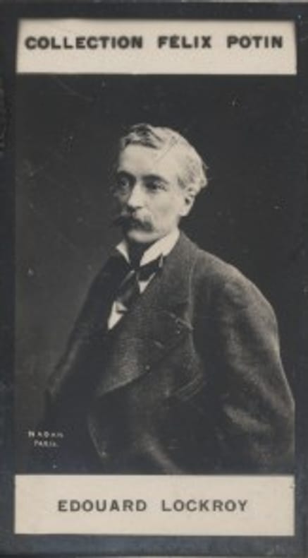 Photographie de la collection Félix Potin (4 x 7,5 cm) représentant : Edouard Lockroy, auteur dramatique, journaliste et homme politique.. LOCKROY ...