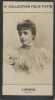 Photographie de la collection Félix Potin (4 x 7,5 cm) représentant : Mademoiselle Jeanne Ludwig, comédienne.. LUDWIG (Jeanne) - (Photo de la 2e ...