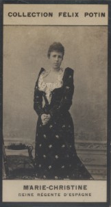 Photographie de la collection Félix Potin (4 x 7,5 cm) représentant : Marie-Christine - Reine d'Espagne.. MARIE-CHRISTINE (Reine d'Espagne) 
