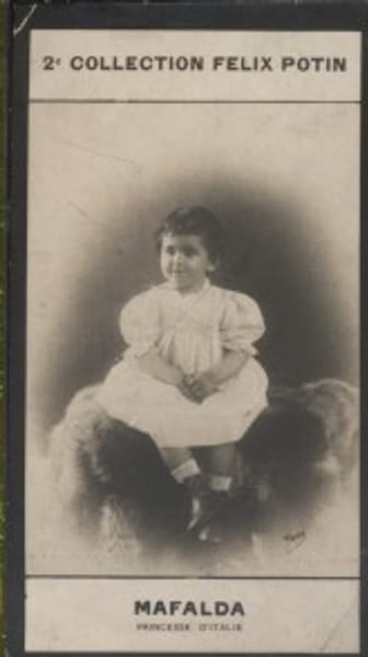Photographie de la collection F&eacute;lix Potin (4 x 7,5 cm) repr&eacute;sentant : Princesse Mafalda d'Italie.. MAFALDA (Princesse d'Italie) - (Photo de la 2e ...