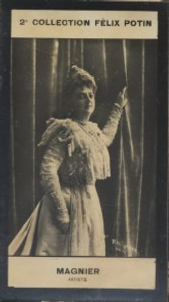 Photographie de la collection F&eacute;lix Potin (4 x 7,5 cm) repr&eacute;sentant : Marie Magnier, com&eacute;dienne.. MAGNIER (Marie) - (Photo de la 2e collection F&eacute;lix ...