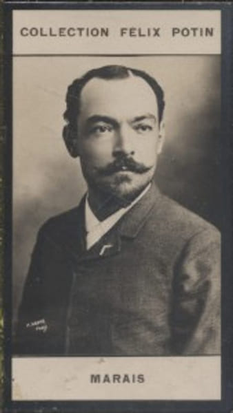 Photographie de la collection F&eacute;lix Potin (4 x 7,5 cm) repr&eacute;sentant : L&eacute;on Marais, com&eacute;dien.. MARAIS (L&eacute;on) Photo Nadar.