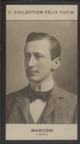 Photographie de la collection F&eacute;lix Potin (4 x 7,5 cm) repr&eacute;sentant : Guillaume Marconi, inventeur.. MARCONI (Guillaume) - (Photo de la 2e collection ...