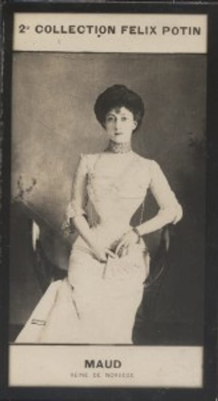 Photographie de la collection Félix Potin (4 x 7,5 cm) représentant : Reine Maud de Norvège.. MAUD (Reine de Norvège) - (Photo de la 2e collection ...