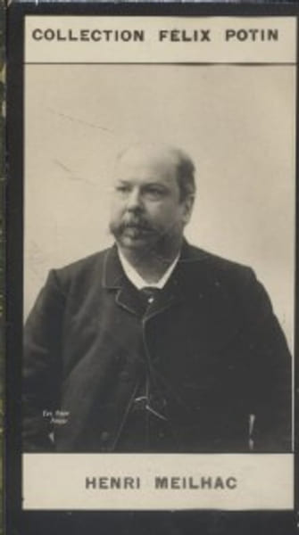Photographie de la collection F&eacute;lix Potin (4 x 7,5 cm) repr&eacute;sentant : Henri Meilhac, auteur dramatique.. MEILHAC (Henri) Photo Pirou.