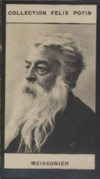 Photographie de la collection F&eacute;lix Potin (4 x 7,5 cm) repr&eacute;sentant : Ernest Meissonnier, peintre.. MEISSONNIER (Ernest) Photo Nadar.