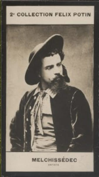 Photographie de la collection F&eacute;lix Potin (4 x 7,5 cm) repr&eacute;sentant : L&eacute;on Melchiss&eacute;dec, chanteur d'op&eacute;ra.. MELCHISSEDEC (L&eacute;on) - (Photo de la 2e ...