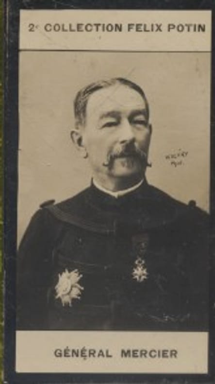Photographie de la collection Félix Potin (4 x 7,5 cm) représentant : Général Auguste Mercier.. MERCIER (Auguste) - (Photo de la 2e collection Félix ...