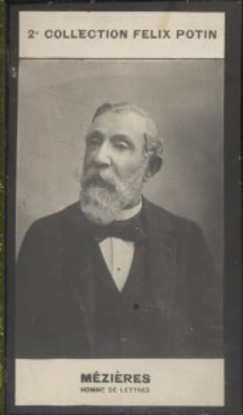 Photographie de la collection F&eacute;lix Potin (4 x 7,5 cm) repr&eacute;sentant : Alfred M&eacute;zi&egrave;res, homme de lettres.. MEZIERES (Alfred) - (Photo de la 2e ...