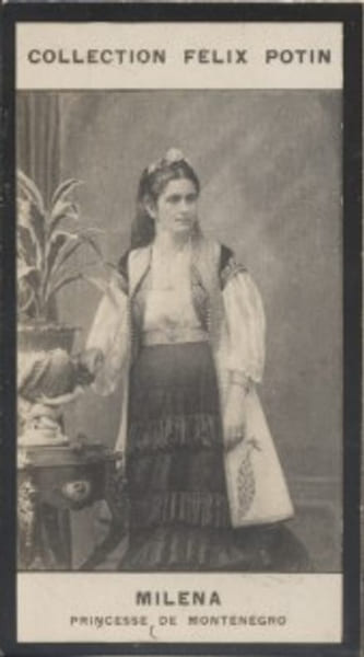 Photographie de la collection F&eacute;lix Potin (4 x 7,5 cm) repr&eacute;sentant : Princesse Mil&eacute;na de Mont&eacute;n&eacute;gro.. MILENA (Princesse de Mont&eacute;n&eacute;gro) 