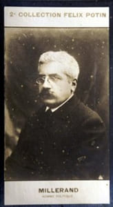 Photographie de la collection Félix Potin (4 x 7,5 cm) représentant : Alexandre Millerand, homme politique.