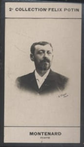 Photographie de la collection Félix Potin (4 x 7,5 cm) représentant : Frédéric Montenard, peintre.
