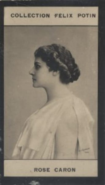 Photographie de la collection F&eacute;lix Potin (4 x 7,5 cm) repr&eacute;sentant : Rose Caron, artiste lyrique.. CARON (Rose) 