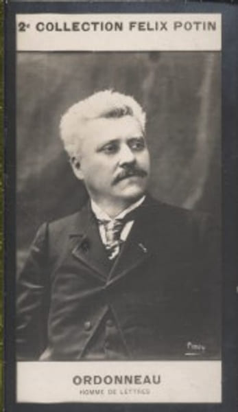Photographie de la collection F&eacute;lix Potin (4 x 7,5 cm) repr&eacute;sentant : Maurice Ordonneau, homme de lettres.. ORDONNEAU Maurice - (Photo de la 2e ...