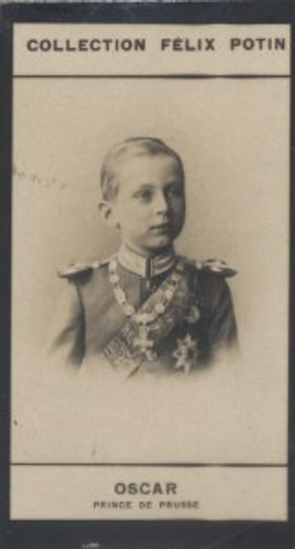 Photographie de la collection Félix Potin (4 x 7,5 cm) représentant : Oscar - Prince de Prusse.. OSCAR (Prince de Prusse) 