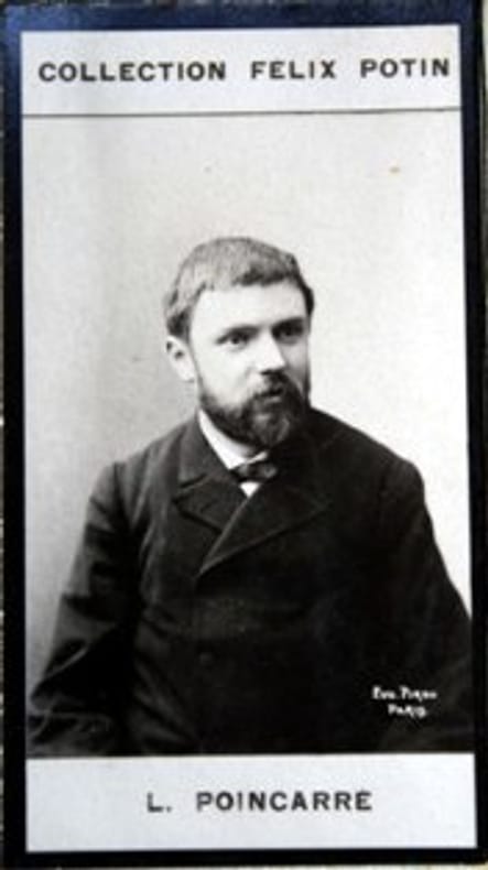 Photographie de la collection Félix Potin (4 x 7,5 cm) représentant : L. Poincaré, savant.. POINCARE L. Photo Pirou.