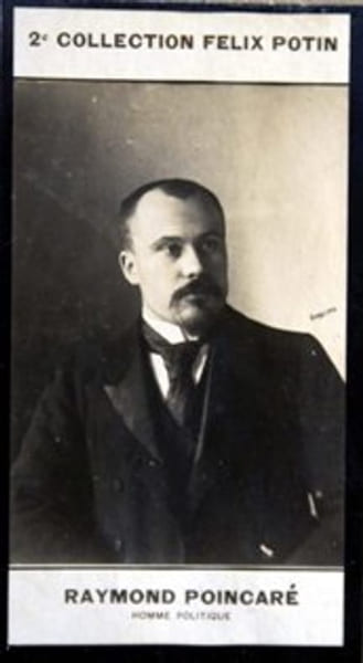 Photographie de la collection F&eacute;lix Potin (4 x 7,5 cm) repr&eacute;sentant : Raymond Poincar&eacute;, homme politique.. POINCARE Raymond - (Photo de la 2e ...