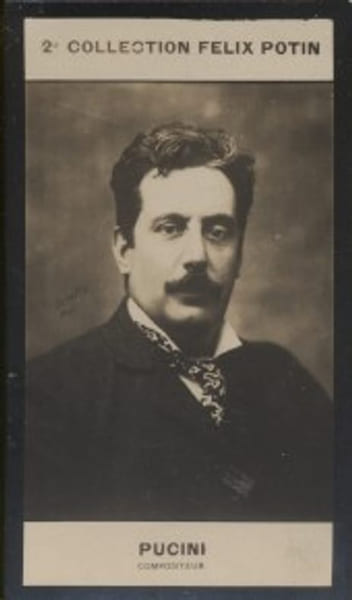 Photographie de la collection F&eacute;lix Potin (4 x 7,5 cm) repr&eacute;sentant : Giacomo Puccini, compositeur.. PUCCINI Giacomo - (Photo de la 2e collection ...
