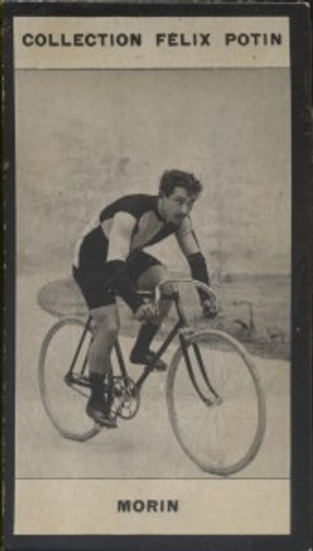 Photographie de la collection Félix Potin (4 x 7,5 cm) représentant : Ludovic Morin, coureur cycliste.. MORIN Ludovic 