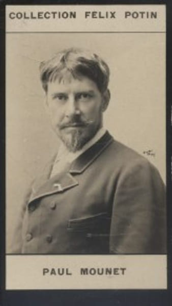 Photographie de la collection F&eacute;lix Potin (4 x 7,5 cm) repr&eacute;sentant : Paul Mounet, artiste dramatique.. MOUNET Paul Photo Boyer.