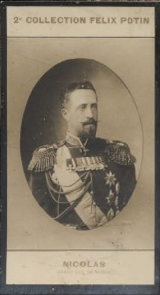 Photographie de la collection F&eacute;lix Potin (4 x 7,5 cm) repr&eacute;sentant : Nicolas-Nicolai&eacute;vitch - Grand-Duc de Russie.. NICOLAS-NICOLAIEVITCH - (Photo de ...