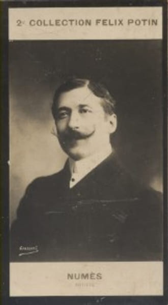Photographie de la collection F&eacute;lix Potin (4 x 7,5 cm) repr&eacute;sentant : Armand Num&egrave;s, com&eacute;dien.. NUMES Armand - (Photo de la 2e collection F&eacute;lix Potin) 