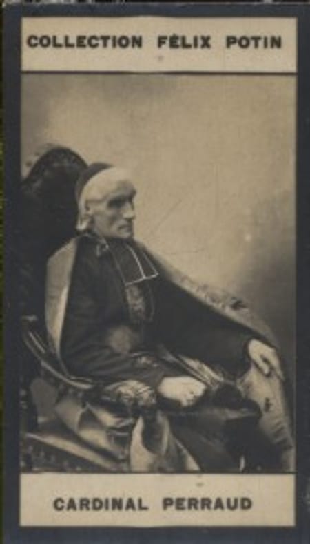 Photographie de la collection Félix Potin (4 x 7,5 cm) représentant : Mgr Albert Perraud - Cardinal.. PERRAUD Albert (Cardinal) 