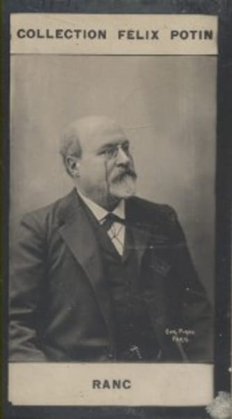 Photographie de la collection F&eacute;lix Potin (4 x 7,5 cm) repr&eacute;sentant : Arthur Ranc, homme politique.. RANC Arthur Photo Pirou.