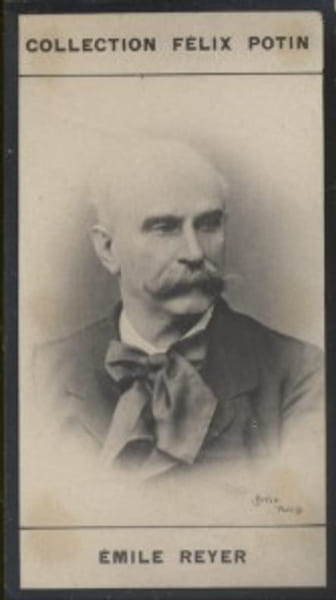 Photographie de la collection F&eacute;lix Potin (4 x 7,5 cm) repr&eacute;sentant : Ernest Reyer, compositeur. (La photo porte le pr&eacute;nom d'Emile). REYER Ernest ...