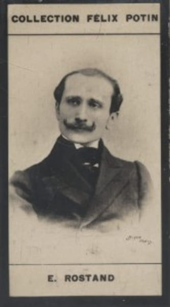 Photographie de la collection F&eacute;lix Potin (4 x 7,5 cm) repr&eacute;sentant : Edmond Rostand, homme de lettres.. ROSTAND Edmond Photo Boyer.