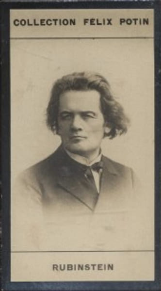 Photographie de la collection F&eacute;lix Potin (4 x 7,5 cm) repr&eacute;sentant : Antoine Rubinstein, musicien.. RUBINSTEIN Antoine 