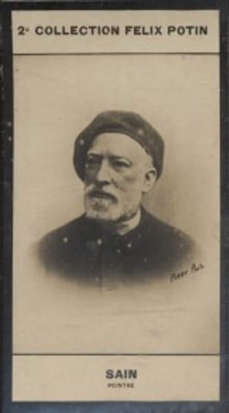 Photographie de la collection F&eacute;lix Potin (4 x 7,5 cm) repr&eacute;sentant : Edouard Sa&iuml;n, peintre.. SAIN Edouard - (Photo de la 2e collection F&eacute;lix Potin) ...