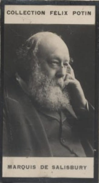 Photographie de la collection F&eacute;lix Potin (4 x 7,5 cm) repr&eacute;sentant : Marquis Robert de Salisbury, homme politique.. SALISBURY Robert de 