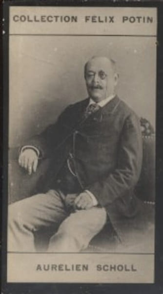 Photographie de la collection F&eacute;lix Potin (4 x 7,5 cm) repr&eacute;sentant : Aur&eacute;lien Scholl, homme de lettres.. SCHOLL Aur&eacute;lien 
