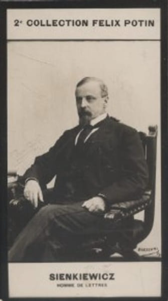 Photographie de la collection F&eacute;lix Potin (4 x 7,5 cm) repr&eacute;sentant : Henri Sienkiewicz, homme de lettres.. SIENKIEWICZ Henri - (Photo de la 2e ...