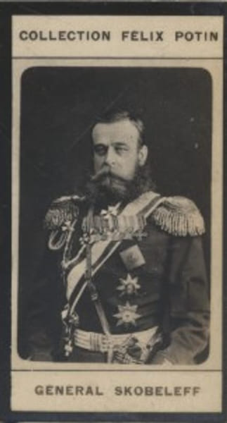 Photographie de la collection F&eacute;lix Potin (4 x 7,5 cm) repr&eacute;sentant : G&eacute;n&eacute;ral Michael Skobeleff.. SKOBELEFF (G&eacute;n&eacute;ral) 