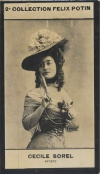 Photographie de la collection F&eacute;lix Potin (4 x 7,5 cm) repr&eacute;sentant : C&eacute;line Seurre dite C&eacute;cile Sorel, com&eacute;dienne.. SOREL C&eacute;cile - (Photo de la 2e ...