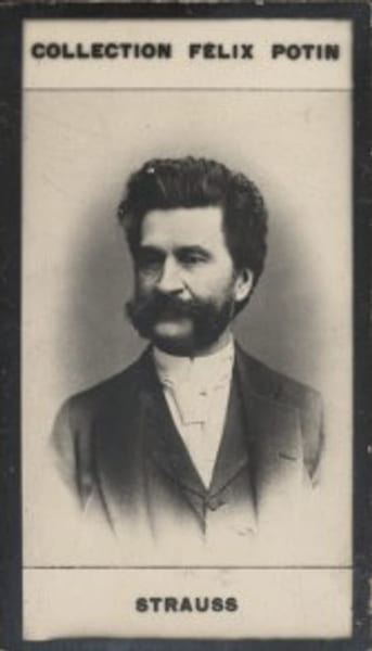 Photographie de la collection F&eacute;lix Potin (4 x 7,5 cm) repr&eacute;sentant : Johann Strauss, compositeur.. STRAUSS Johann 