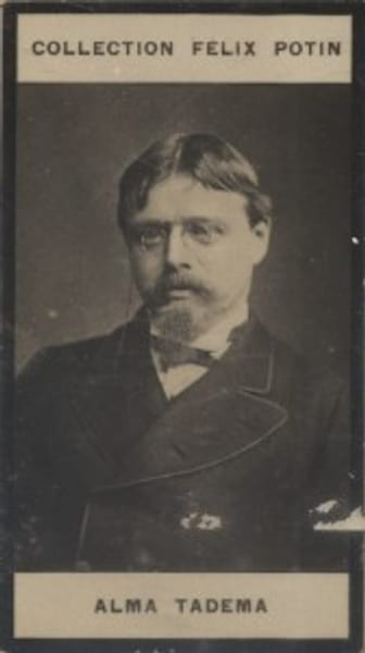 Photographie de la collection F&eacute;lix Potin (4 x 7,5 cm) repr&eacute;sentant : Alma Tadema, peintre.. TADEMA Alma - (Photo de la 2e collection F&eacute;lix Potin) 