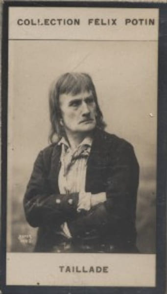 Photographie de la collection F&eacute;lix Potin (4 x 7,5 cm) repr&eacute;sentant : Taillade, com&eacute;dien.. TAILLADE Photo Boyer.