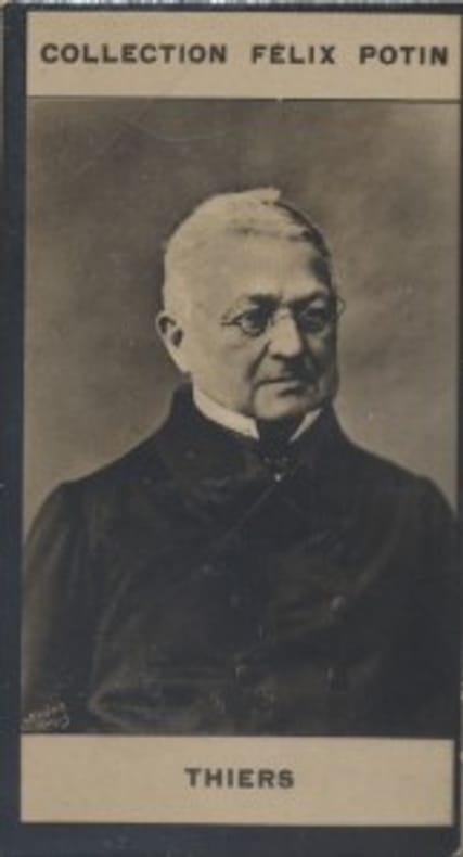 Photographie de la collection Félix Potin (4 x 7,5 cm) représentant : Louis-Adolphie Thiers, homme politique.. THIERS Louis-Adolphe Photo Nadar.
