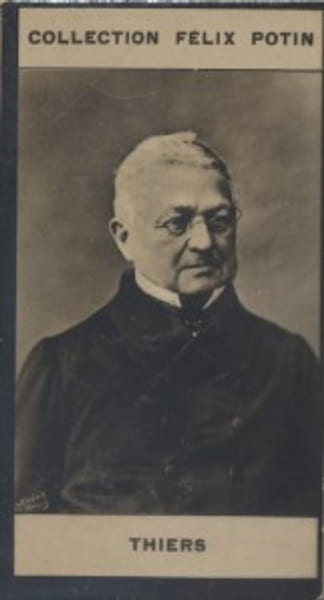 Photographie de la collection F&eacute;lix Potin (4 x 7,5 cm) repr&eacute;sentant : Louis-Adolphie Thiers, homme politique.. THIERS Louis-Adolphe Photo Nadar.