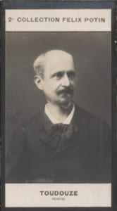 Photographie de la collection Félix Potin (4 x 7,5 cm) représentant : Edouard Toudouze, peintre.