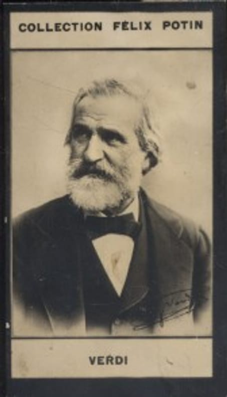 Photographie de la collection Félix Potin (4 x 7,5 cm) représentant : Joseph Verdi, compositeur.. VERDI Joseph 