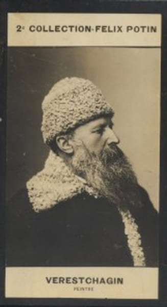 Photographie de la collection F&eacute;lix Potin (4 x 7,5 cm) repr&eacute;sentant : Verestchagin, peintre.. VERESTCHAGIN - (Photo de la 2e collection F&eacute;lix Potin) 