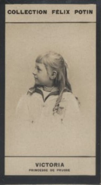 Photographie de la collection F&eacute;lix Potin (4 x 7,5 cm) repr&eacute;sentant : Victoria - Princesse de Prusse.. VICTORIA (Princesse de Prusse) 